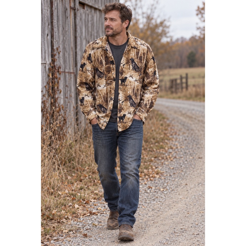 Legendary Whitetails Mens 2XL Duck Dog Hunting Shirt Brown Cotton Button Down